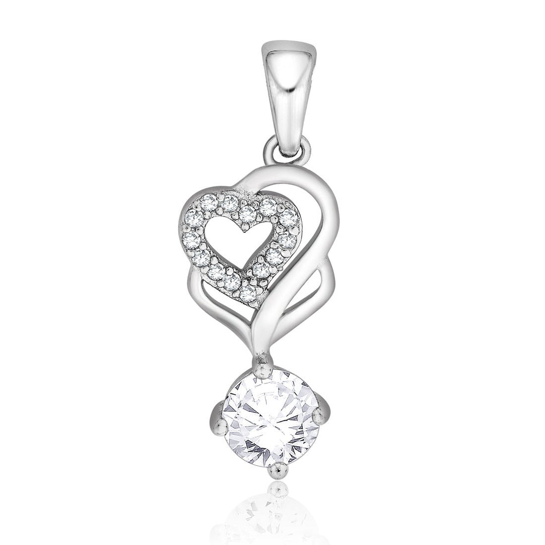 Taraash 925 Sterling Silver Double Heart Shape Combo Pendant With Chain For Women COMBO PDCH 168 - Taraash