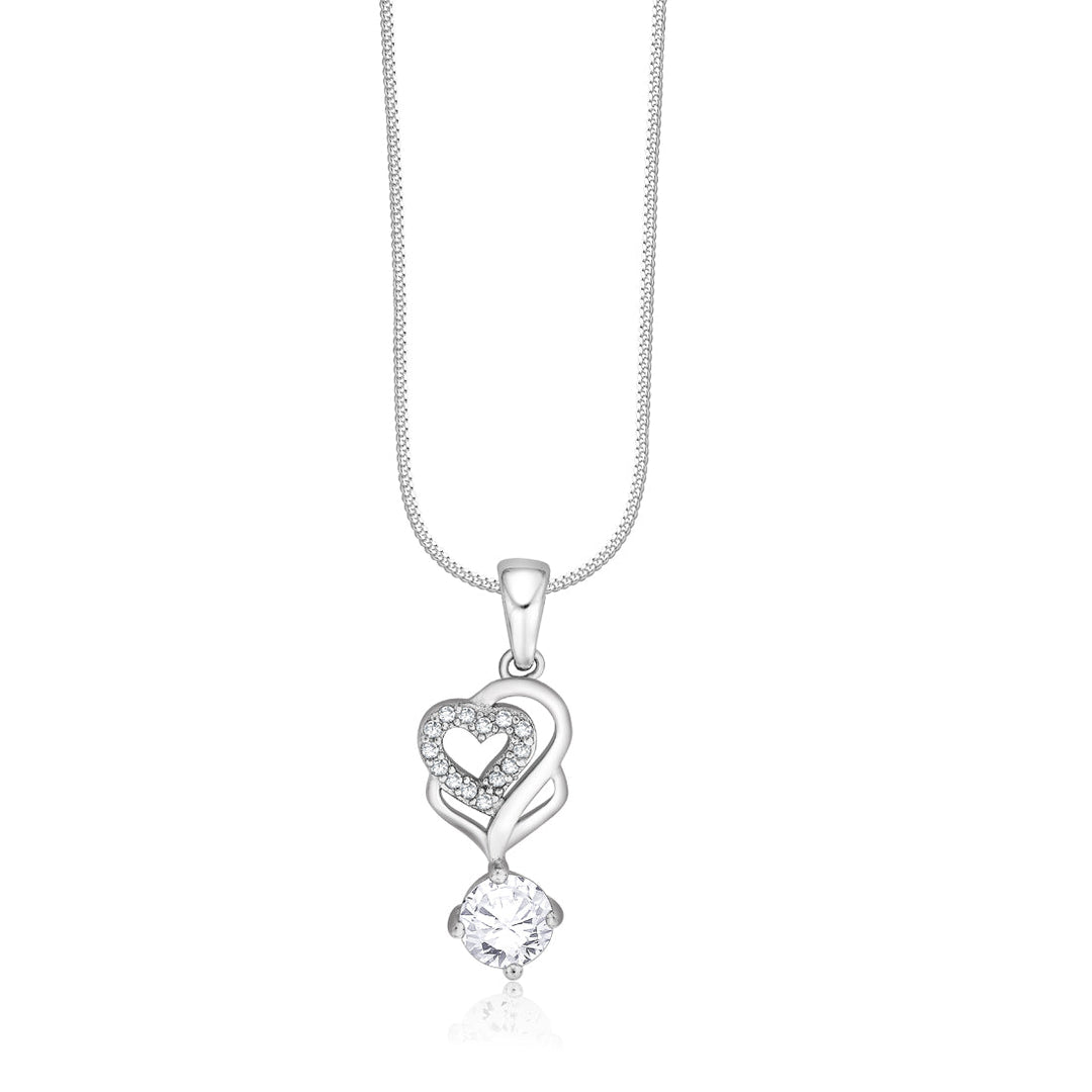 Taraash 925 Sterling Silver Double Heart Shape Combo Pendant With Chain For Women COMBO PDCH 168 - Taraash