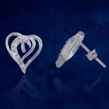 Taraash 925 Sterling Silver Double Heart Stud Earrings For Women - Taraash
