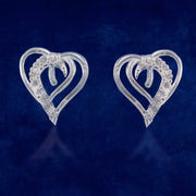 Taraash 925 Sterling Silver Double Heart Stud Earrings For Women - Taraash