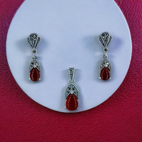Taraash 925 Sterling Silver Drop Necklace Set For Women - Taraash