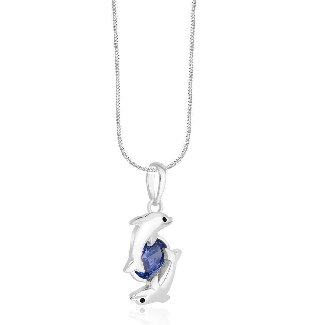 Taraash 925 Sterling Silver Dual Dolphin Combo Pendant With Chain For Girls COMBO PDCH 166 - Taraash