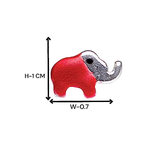 Taraash 925 Sterling Silver Elephant Enamel Stud Earrings For Girls - Taraash