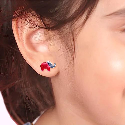 Taraash 925 Sterling Silver Elephant Enamel Stud Earrings For Girls - Taraash