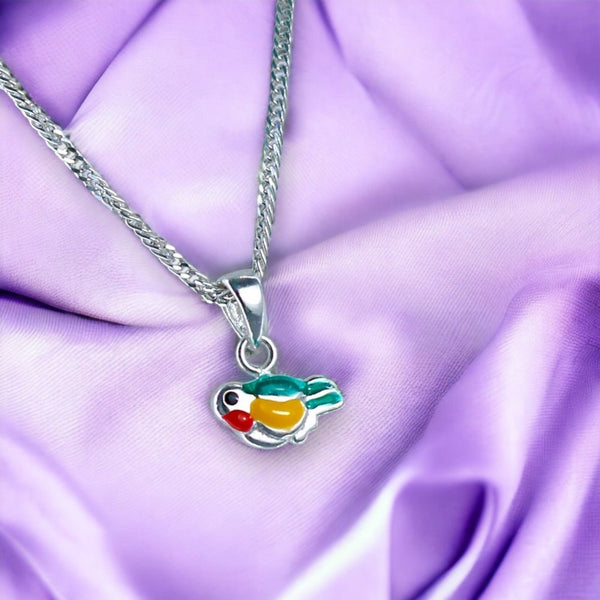 Taraash 925 Sterling Silver Enamel Bird Locket Set For Girls - Taraash