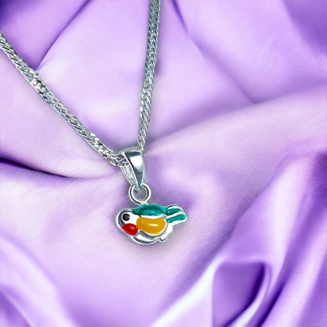 Taraash 925 Sterling Silver Enamel Bird Locket Set For Girls - Taraash