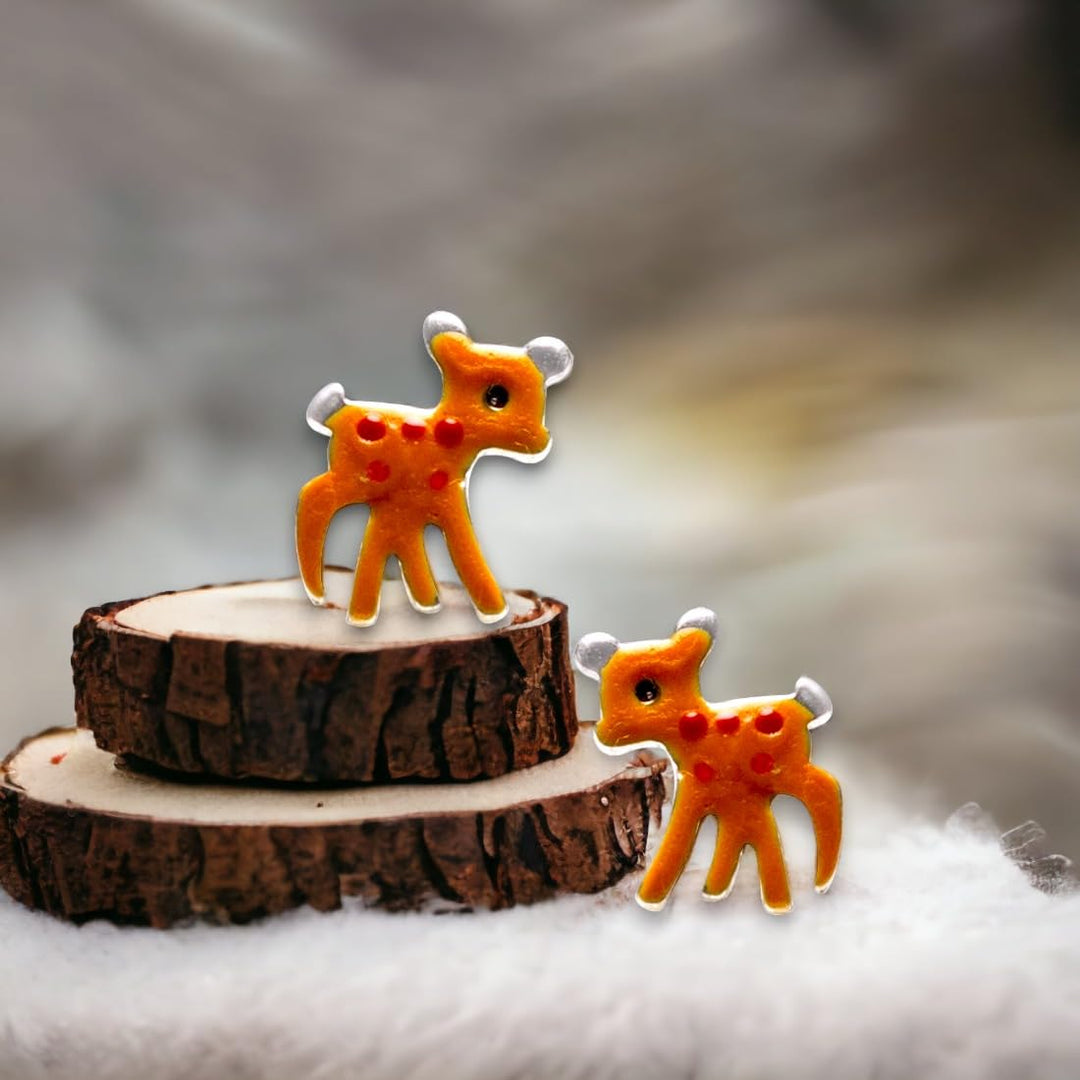 Taraash 925 Sterling Silver Enamel Deer Stud Earrings For Girls - Taraash