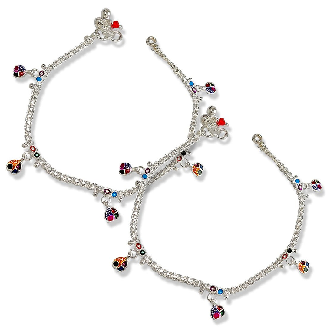 Taraash 925 Sterling Silver Enamel Designer Anklets For Women - Taraash