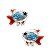 Taraash 925 Sterling Silver Enamel Fish Stud Earrings For Girls - Taraash