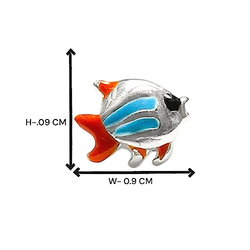 Taraash 925 Sterling Silver Enamel Fish Stud Earrings For Girls - Taraash