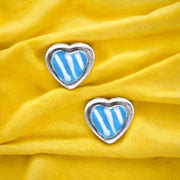 Taraash 925 Sterling Silver Enamel Heart Stud Earrings For Girls - Taraash