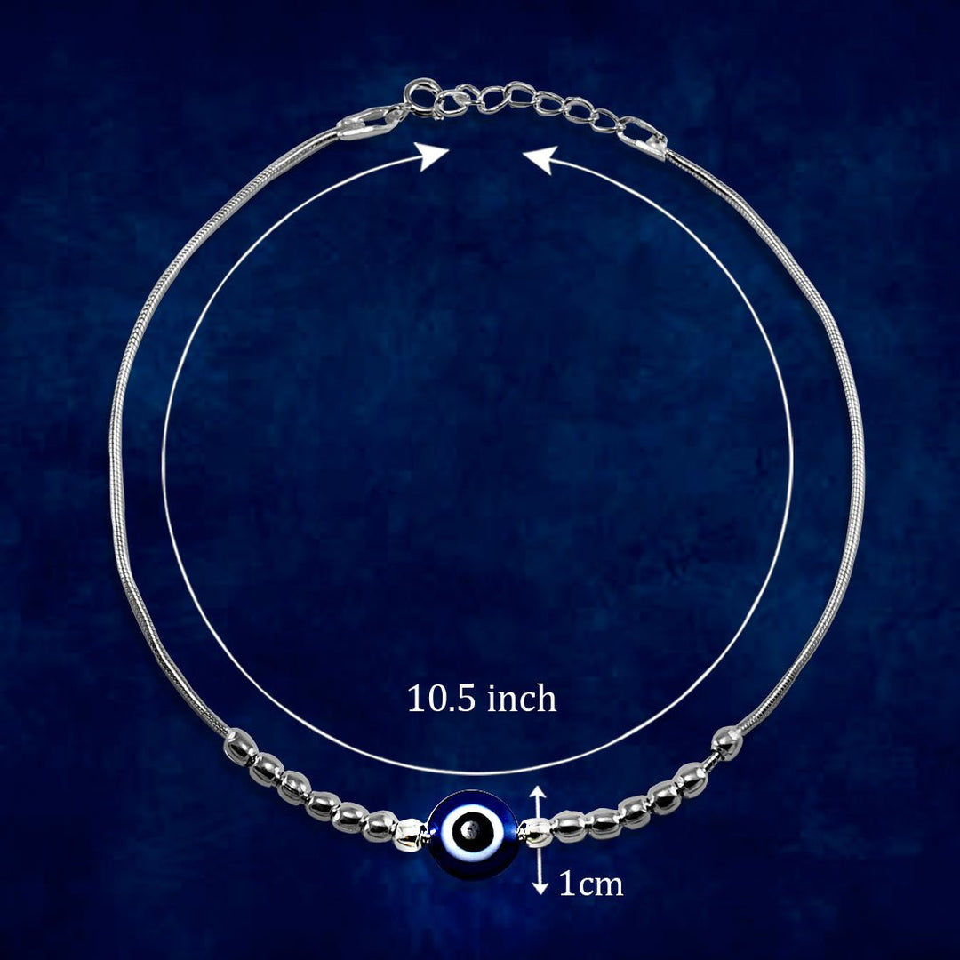 Taraash 925 Sterling Silver Evil Eye Anklet For Women - Taraash