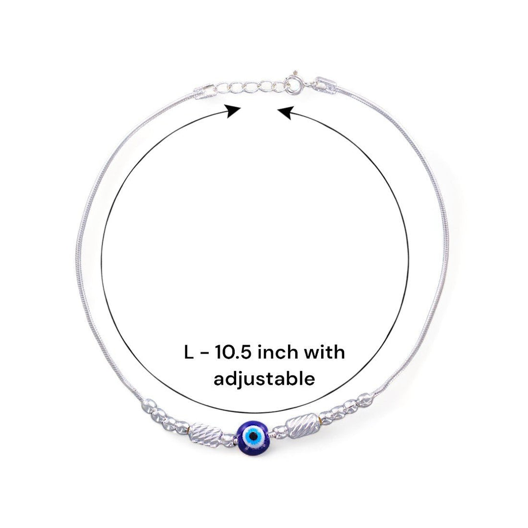 Taraash 925 Sterling Silver Evil Eye Anklet For Women - Taraash