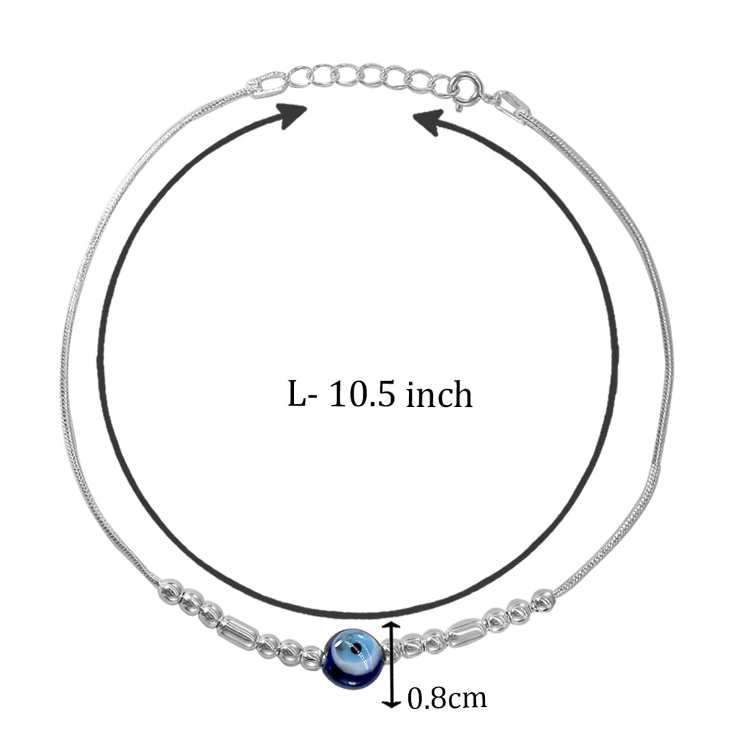 Taraash 925 Sterling Silver Evil Eye Anklet For Women - Taraash