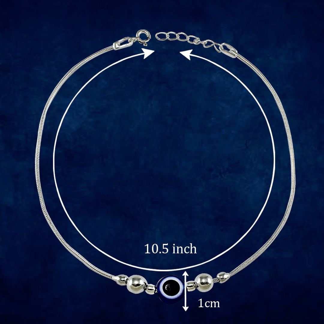 Taraash 925 Sterling Silver Evil Eye Anklets For Women - Taraash