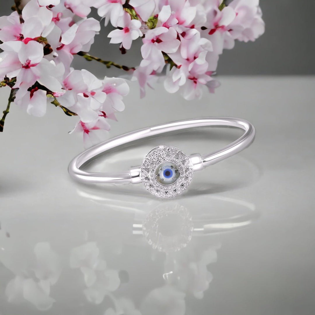 Taraash 925 Sterling Silver Evil Eye Bangle For Women - Taraash