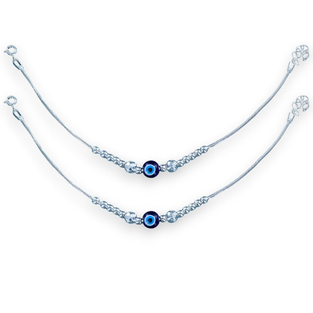 Taraash 925 Sterling Silver Evil Eye Beaded Anklet For Babies - Taraash