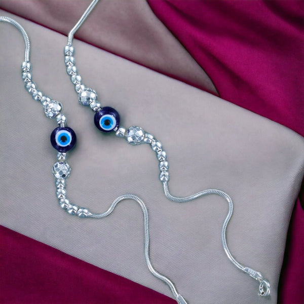 Taraash 925 Sterling Silver Evil Eye Beaded Anklet For Babies - Taraash