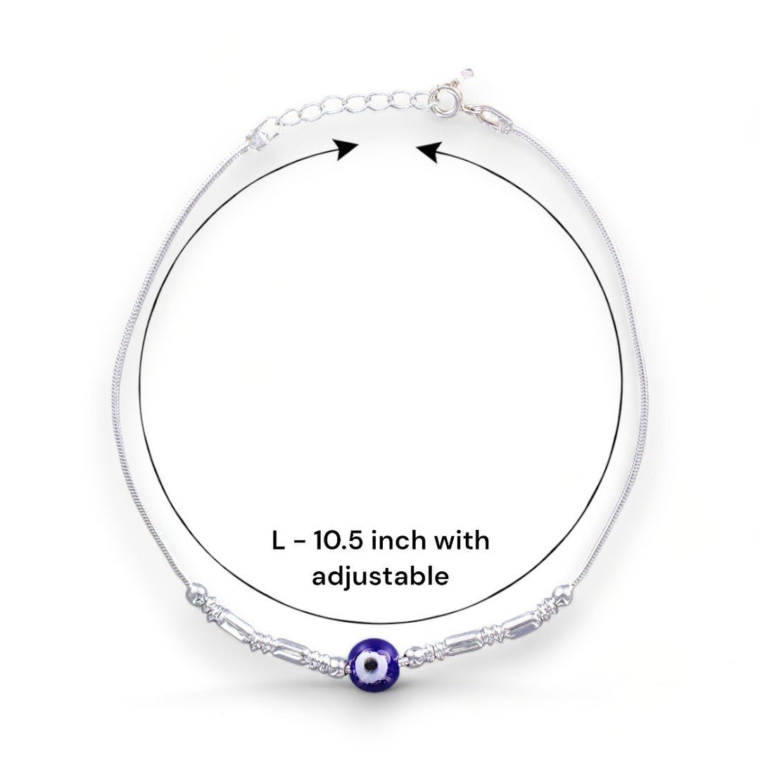Taraash 925 Sterling Silver Evil Eye Beaded Anklet for Women - Taraash