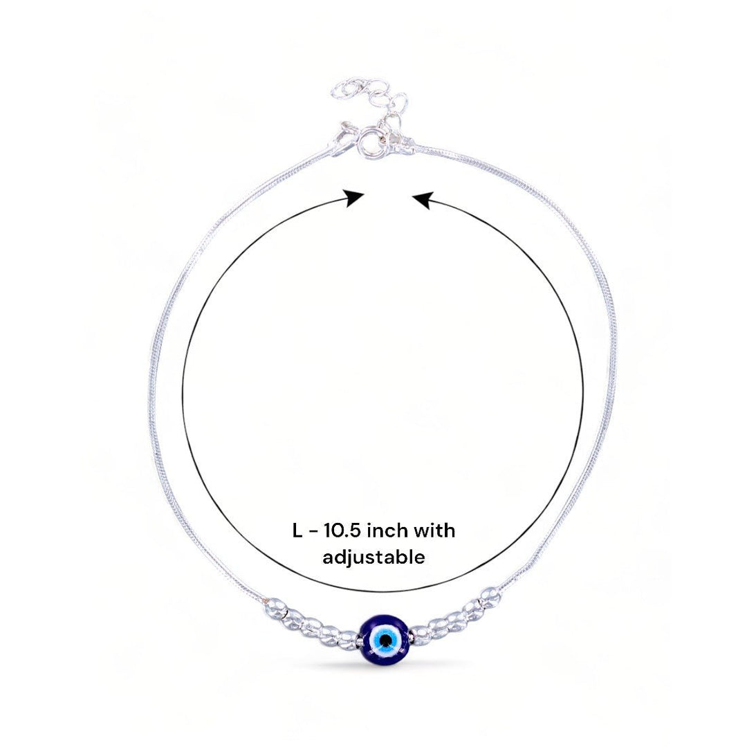 Taraash 925 Sterling Silver Evil Eye Beaded Anklet for Women - Taraash