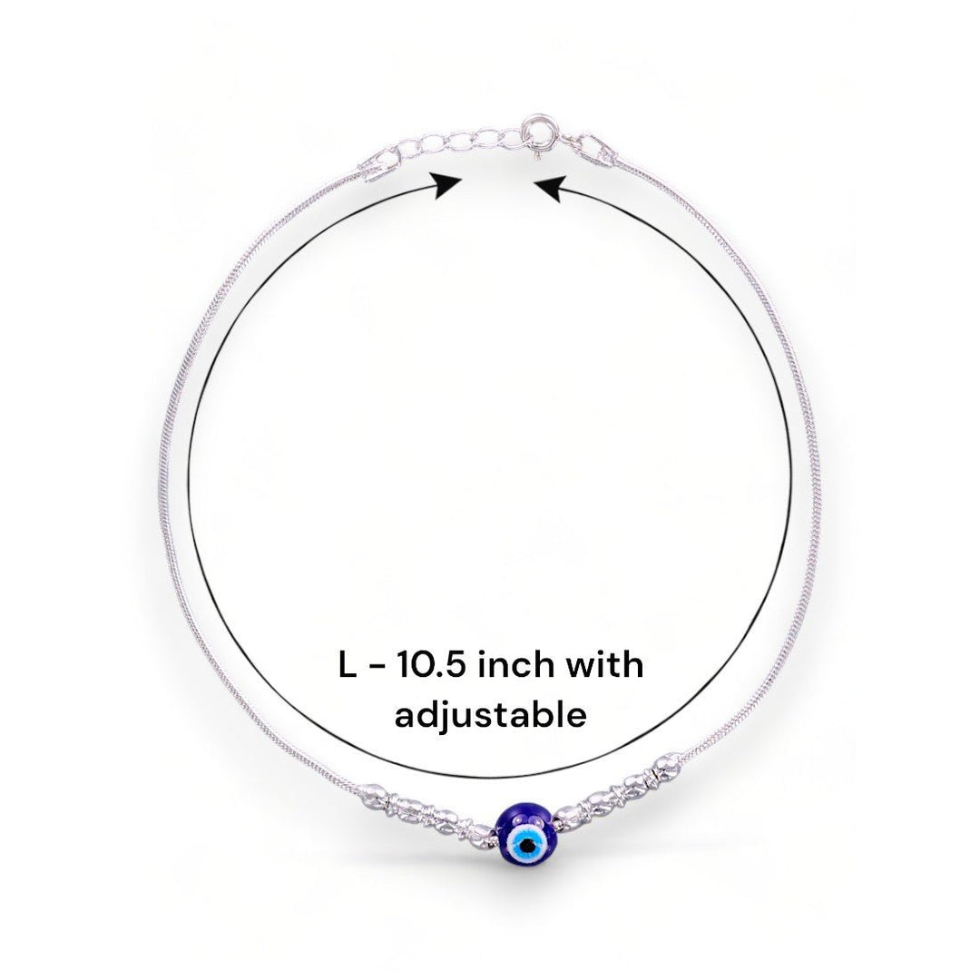 Taraash 925 Sterling Silver Evil Eye Silver Ball Anklet For Women - Taraash