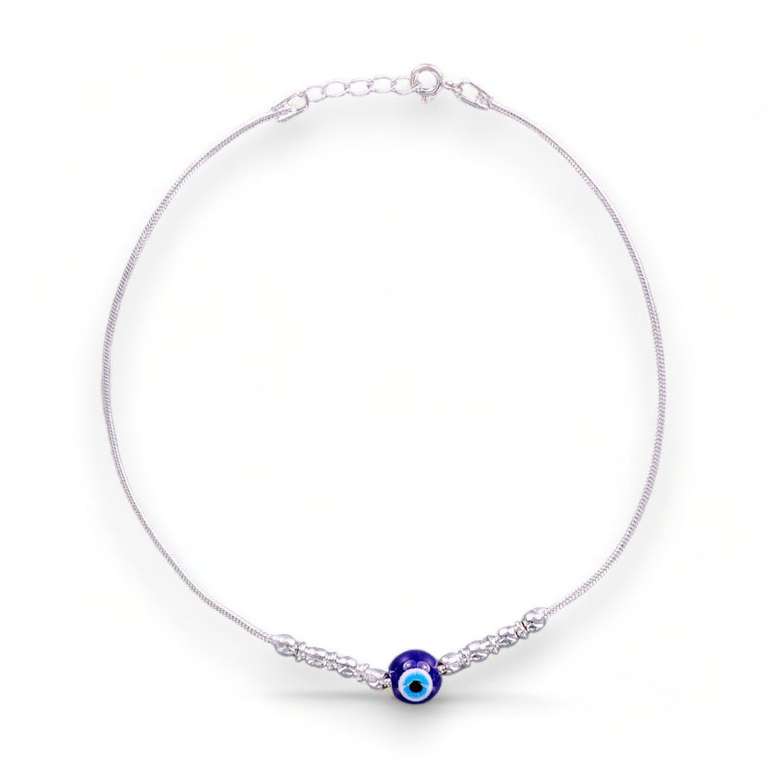Taraash 925 Sterling Silver Evil Eye Silver Ball Anklet For Women - Taraash