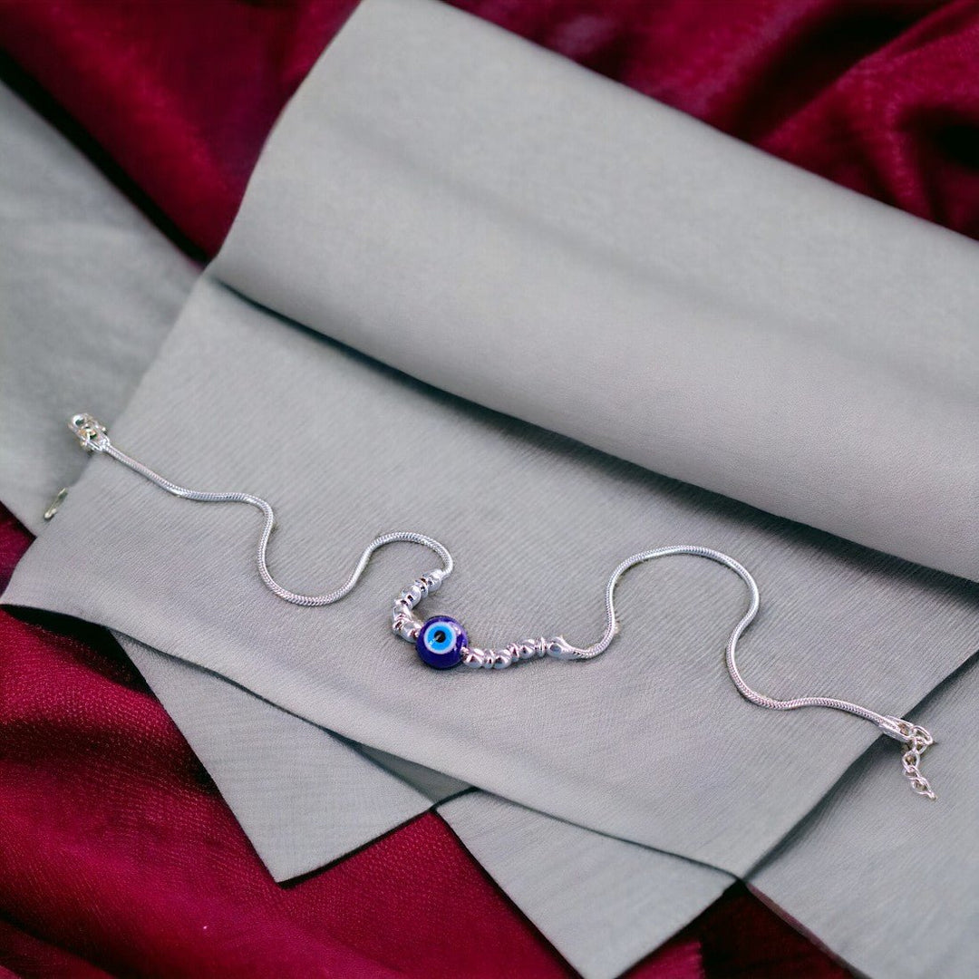 Taraash 925 Sterling Silver Evil Eye Silver Ball Anklet For Women - Taraash