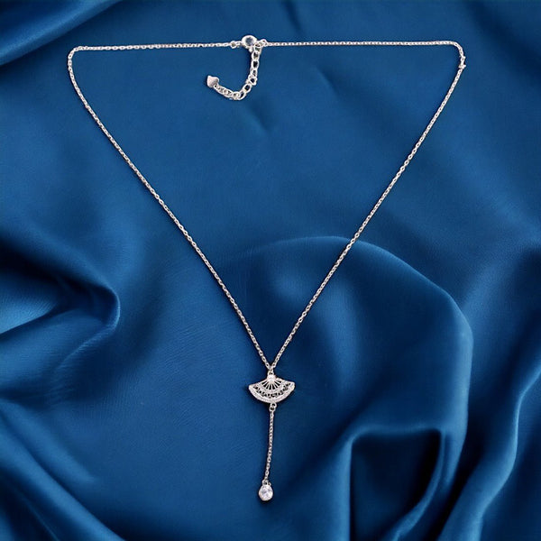 Taraash 925 Sterling Silver Fan Shape Cz Pendant Chain For Women - Taraash