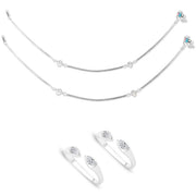 Taraash 925 Sterling Silver Fancy Anklet Toe Ring Combo For Women COMBO ANTR 115 - Taraash