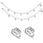Load image into Gallery viewer, Taraash 925 Sterling Silver Fancy Designer Combo of Anklet and Toe Ring COMBO ANTR 152 - Taraash