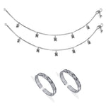 Load image into Gallery viewer, Taraash 925 Sterling Silver Fancy Designer Combo of Anklet and Toe Ring COMBO ANTR 153 - Taraash