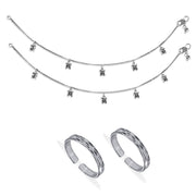 Taraash 925 Sterling Silver Fancy Designer Combo of Anklet and Toe Ring COMBO ANTR 153 - Taraash