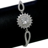 Taraash 925 Sterling Silver Fancy Flower Bangle With White CZ For Women - Taraash