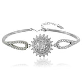 Taraash 925 Sterling Silver Fancy Flower Bangle With White CZ For Women - Taraash