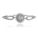 Taraash 925 Sterling Silver Fancy Flower Bangle With White CZ For Women - Taraash