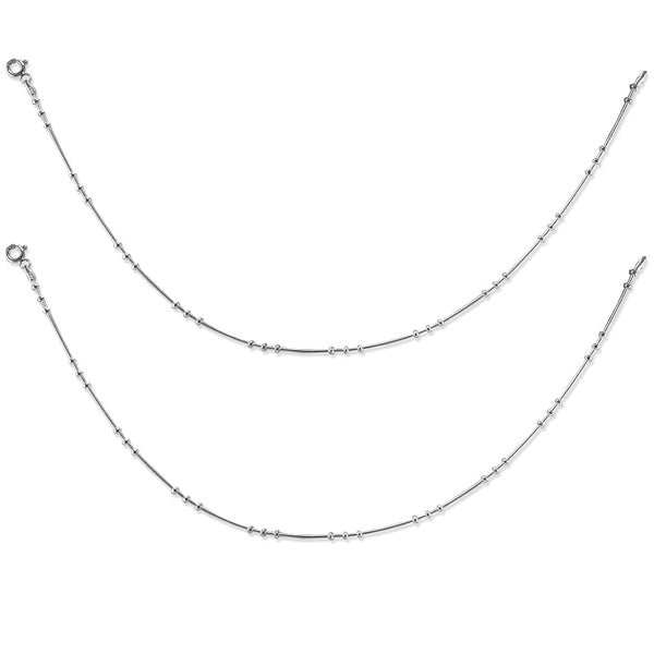 Taraash 925 Sterling Silver Fancy Plain Chain With Beads Anklet For Women / Girls - Taraash