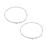 Taraash 925 Sterling Silver Fancy Plain Chain With Beads Anklet For Women / Girls - Taraash
