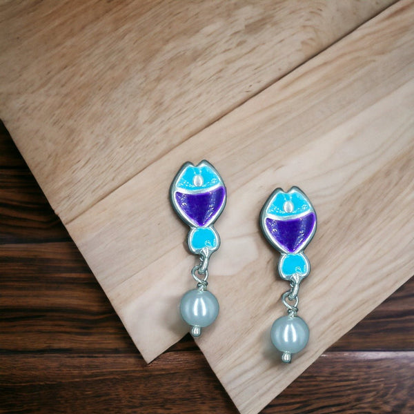 Taraash 925 Sterling Silver Fish Enamel Earring For Kids - Taraash
