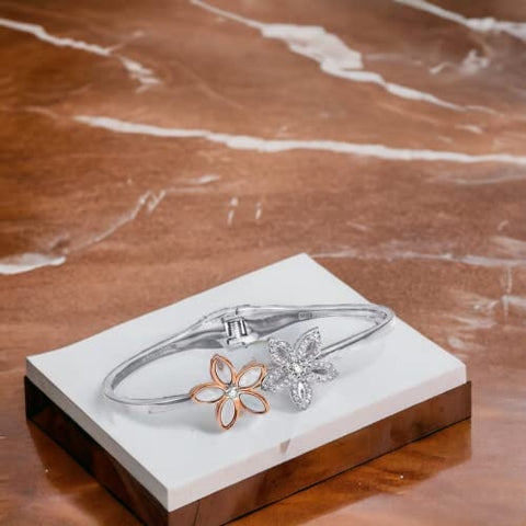 Taraash 925 Sterling Silver Floral Bangle For Women - Taraash