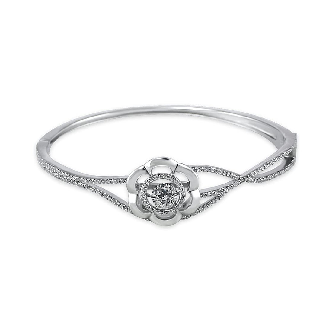 Taraash 925 Sterling Silver Floral Bangle For Women - Taraash