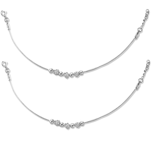 Taraash 925 Sterling Silver Floral Beads Anklet / Payal For Kids - Taraash