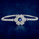 Load image into Gallery viewer, Taraash 925 Sterling Silver Floral Blue Cz Bangle / Kada For Women - Taraash
