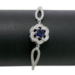 Load image into Gallery viewer, Taraash 925 Sterling Silver Floral Blue Cz Rhodium Finish Silver Bangle For Women - Taraash