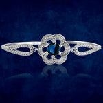 Load image into Gallery viewer, Taraash 925 Sterling Silver Floral Blue Cz Rhodium Finish Silver Bangle For Women - Taraash