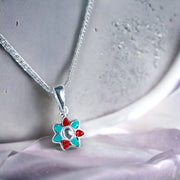 Taraash 925 Sterling Silver Floral colorful Pendant Set For Kids - Taraash