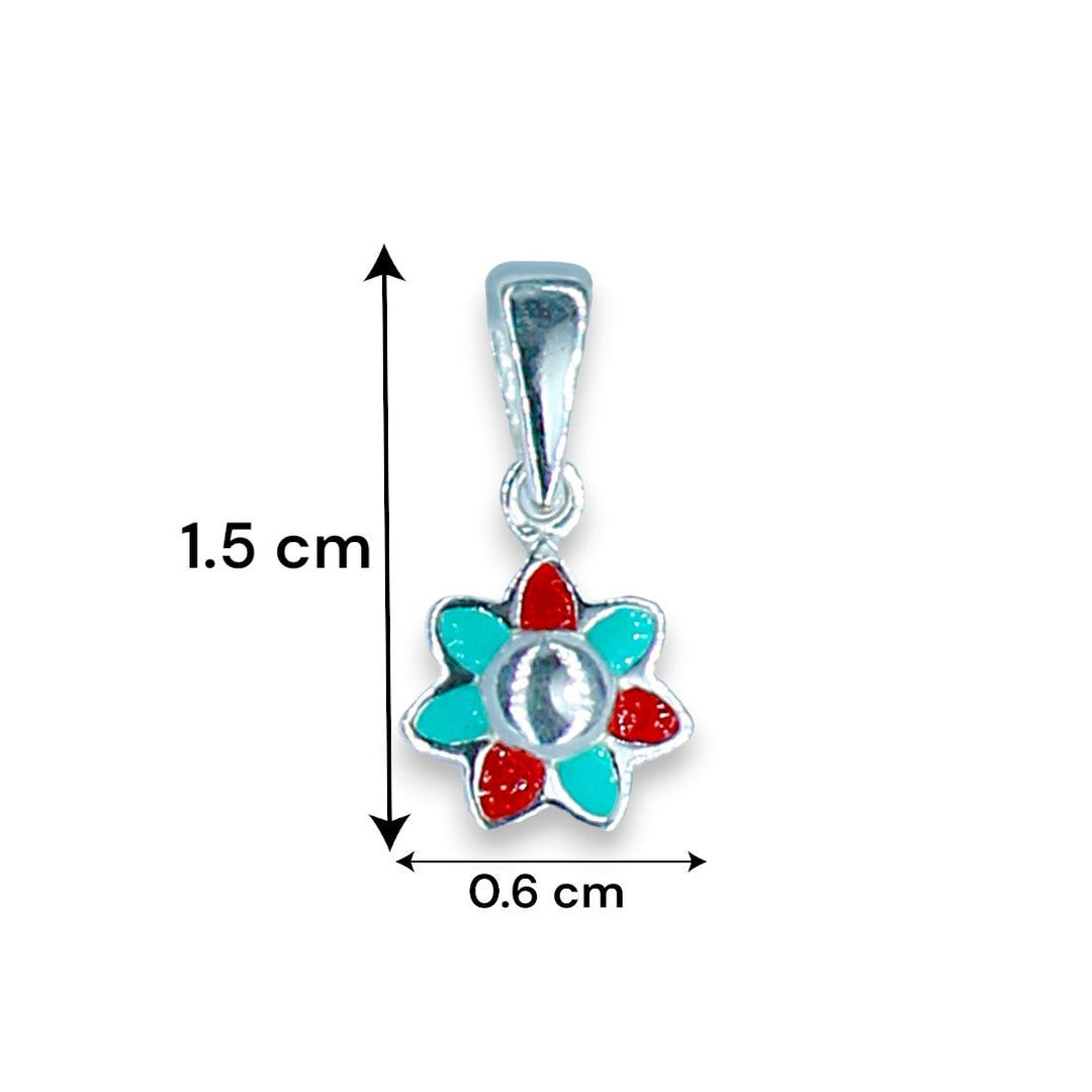 Taraash 925 Sterling Silver Floral colorful Pendant Set For Kids - Taraash
