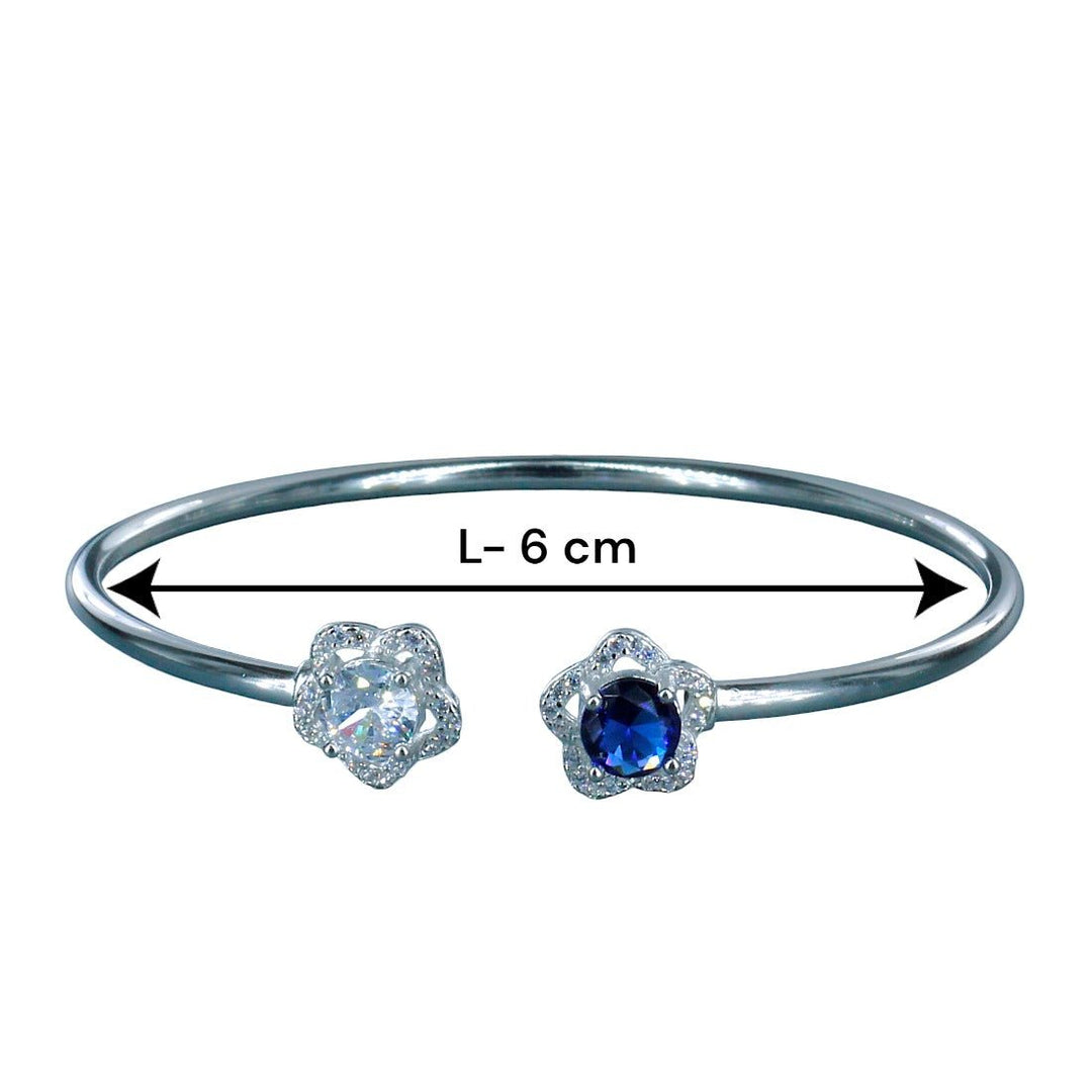 Taraash 925 Sterling Silver Floral CZ Bangle For Women - Taraash
