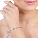 Taraash 925 Sterling Silver Floral CZ Bangle For Women - Taraash