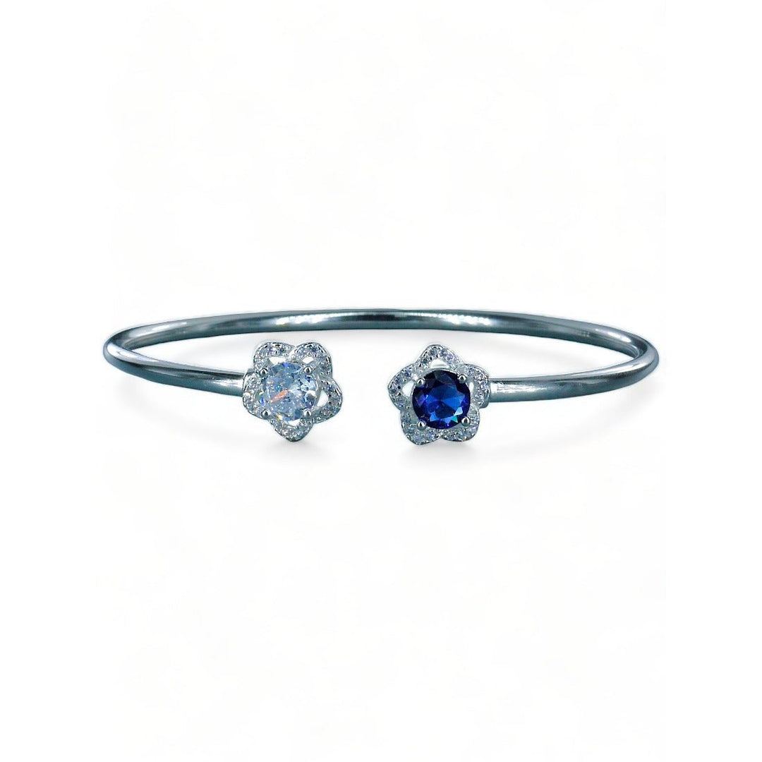 Taraash 925 Sterling Silver Floral CZ Bangle For Women - Taraash