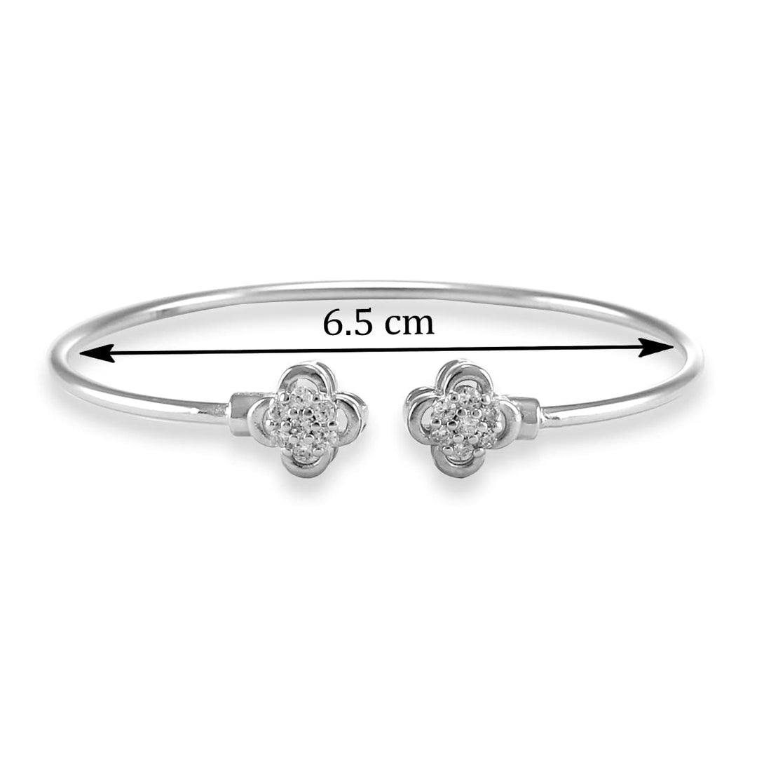 Taraash 925 Sterling Silver Floral CZ Bangle For Women - Taraash